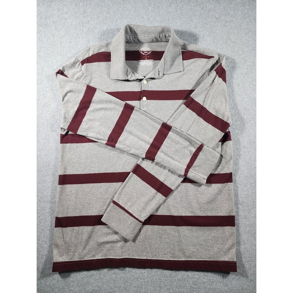 St. John's Bay Men's Shirt, M, Long Sleeve, Collared, Gray Stripe